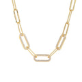 Daidan Paperclip Necklace Gold Plated 925 Sterling Silver Chocker Rectangle Zirconia Thick Gold Necklaces