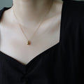 Simple Design Stainless Steel Drop Shape Charm Necklace Gold Plated Waterproof Pendant Necklace Jewelry