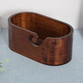 Vintage Solid Wood Wool Storage Bowl Household Oval Shape with Eco-Friendly Features Polished Technique and Holes
