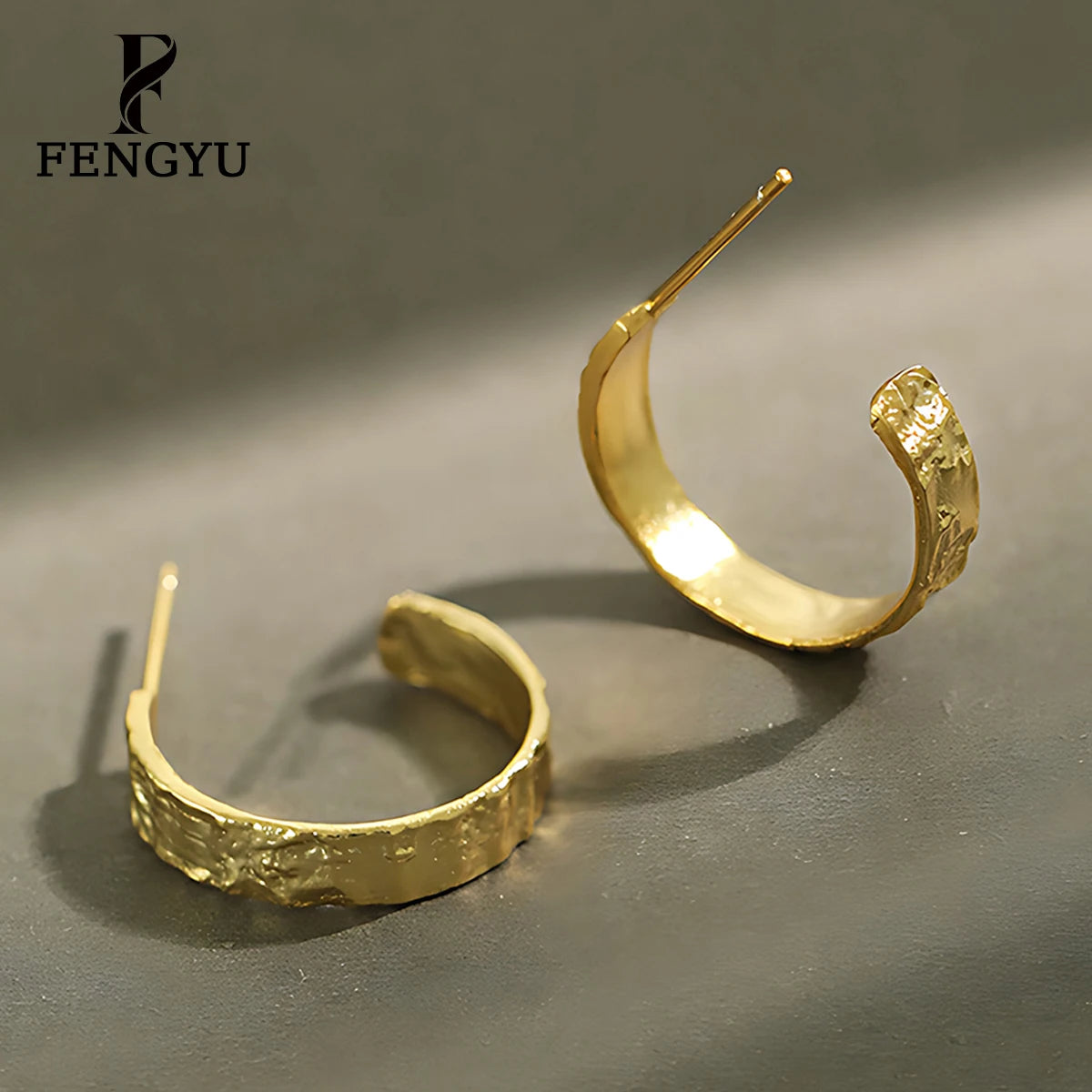 Irregular Molten C Shaped Hoop Earrings 18K Gold 925 Sterling Silver Fashion Earring for Women Custom Fine Jewelry Wholesale