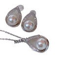 JW115 9-12mm  DIY Natural Real Freshwater Pearl Set Charm  Accessories 925 Sterling Silver  Gold Plated Jewelry Set for Women