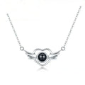 Elegant 100 Languages I Love You Projection Pendant Choker Necklace Love Memory Angel Wing Projection Necklace