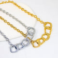 JUSNOVA Women's Fashion Necklace Handmade 18K Gold Polished Acrylic Stainless Steel Link Chain Cute Style Custom Jewelry
