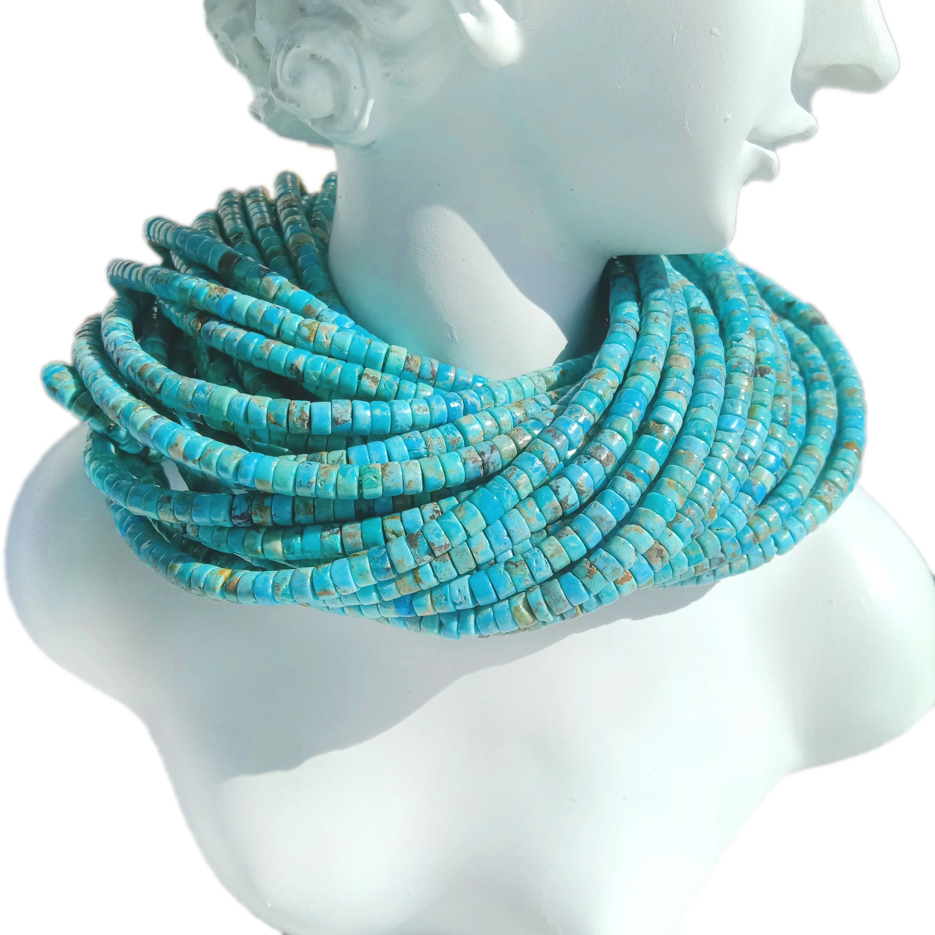 Natural Turquoise Haishi Tyre Beads 100% Natural Stone 4mm Stone 16" Strand Plain Polished Suitable to Make Necklace
