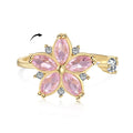 2024 Acme Jewelry  Fashionable Ring S925 Sterling Silver CZ  Hight Quality Pink Zircon Flower Design 18K Gold Plated Jewelry
