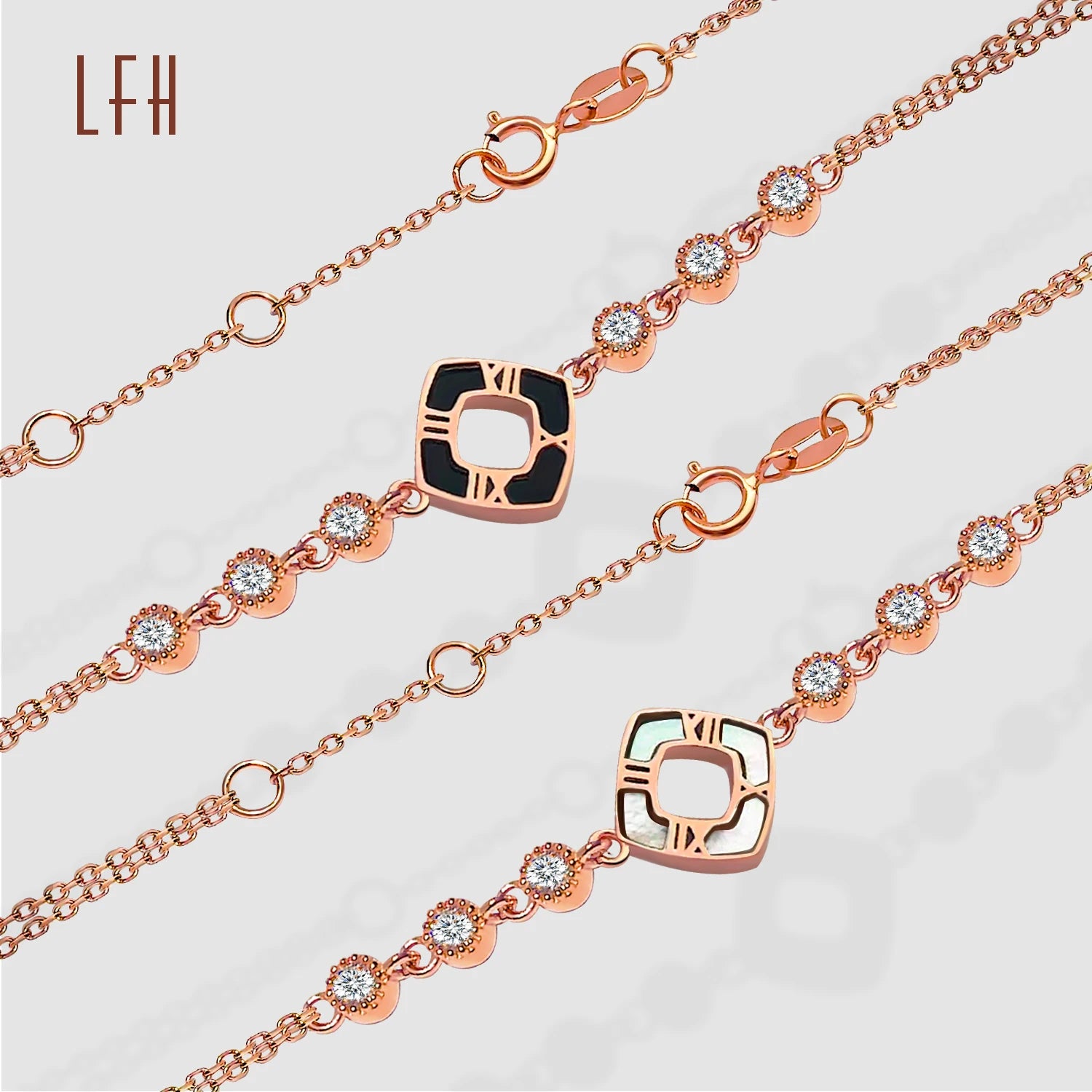 Fashion 18k Real Gold Fine Jewelry Square Zircon Pendant Bracelet Jewelry 18k Gold Pure for Women Gift