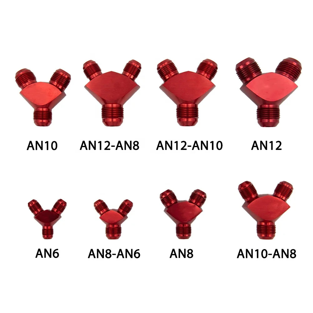AN6 AN8 AN10 Aluminum Y Block Adapter Fittings Black Y Type Oil Pipe Joint Made of Durable Aluminum Alloy