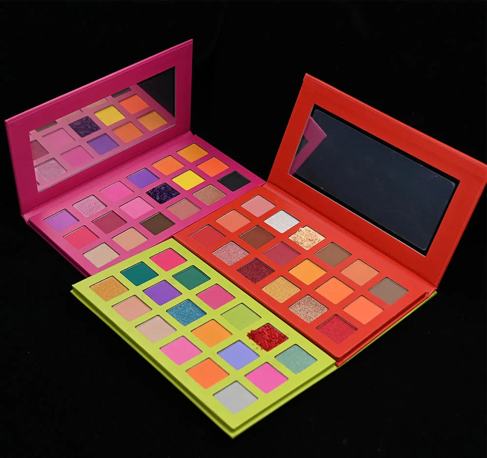 18 Colors Vegan Shimmer Customize Logo Low MOQ DIY Glitter High Pigment Makeup Pallette Eyeshadow
