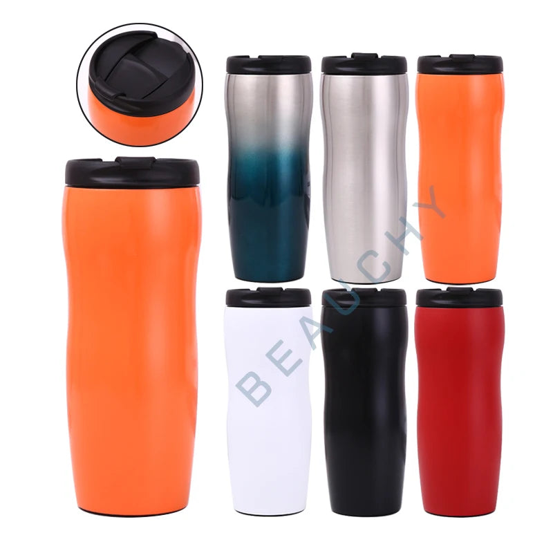 Car Travel Mug Eco Friendly Double Wall New Design Hot Sell Vacuum Insulation Stainless Steel Coffee Cup With Flip Lid