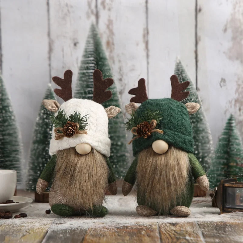Cross-border Cute Antler Knit Doll Gnome Window Decoration Christmas Dwarf Tabletop Decoration