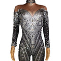 Fashion Tight Fitting Rhinestones Bodysuits Stage Costume Pole Dance Leotard Women Nightclub Prom Bodycon One Piece Jumpsuit