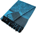 Two Tone Vintage Jacquard Paisley Pashmina Shawl Wrap Soft Silky Scarf Stole Women Acrylic Viscose Floral Design Logo Service