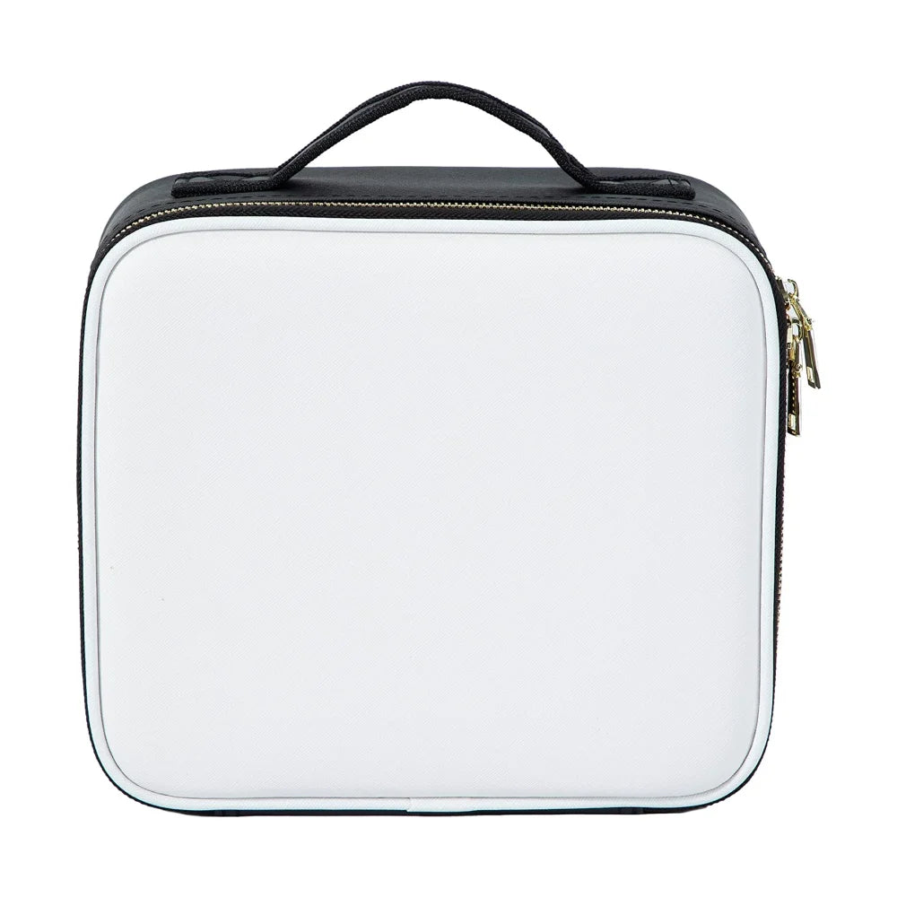 Portable Cosmetic Train Case Adjustable Dividers Makeup Bag with Removable Mirror and Light 3 Colors Adjustable Brightness