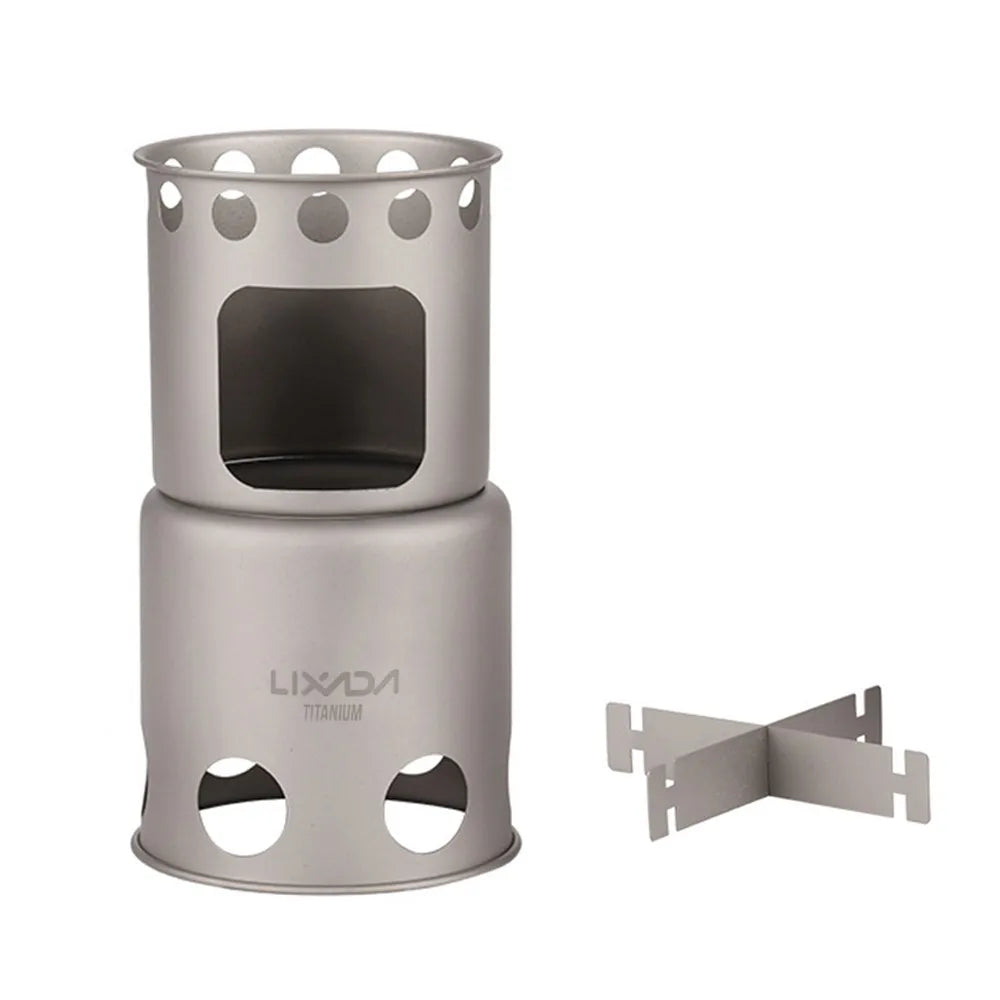 Portable Camping Wood Stove Folding Lightweight Titanium Wood Burning Backpacking Stove for Outdoor Hiking Cooking Picnic
