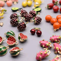 3D Fruit Charms Gold Banana Avocado Cherry Strawberry Pineapple Charms Pendants for Earring Necklace Jewelry Making Findings