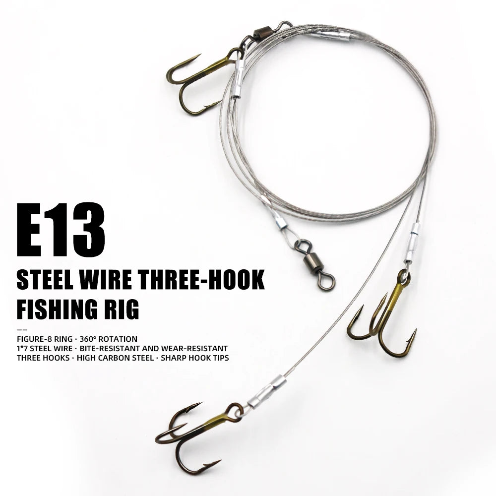 OEM 38.07Inch High-Carbon Steel Fishing Hook Big Game Fishing Rig with Bearing Swivel 4# Treble Hook Fishing Gear and Tackle