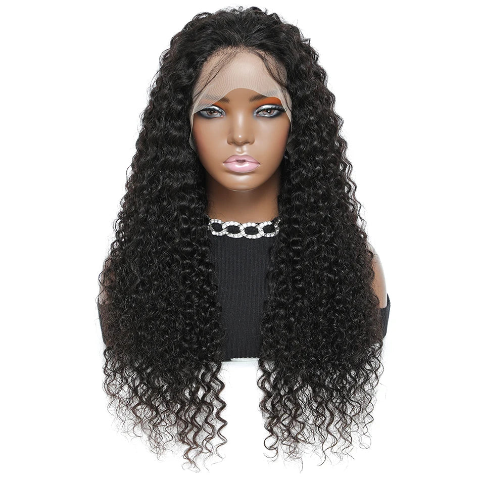 AYTwigs for for Wig Brazilian Virgin Remy Cuticle Aligned Hair Glueless Transparent for Lace Deep Wave 180% Density