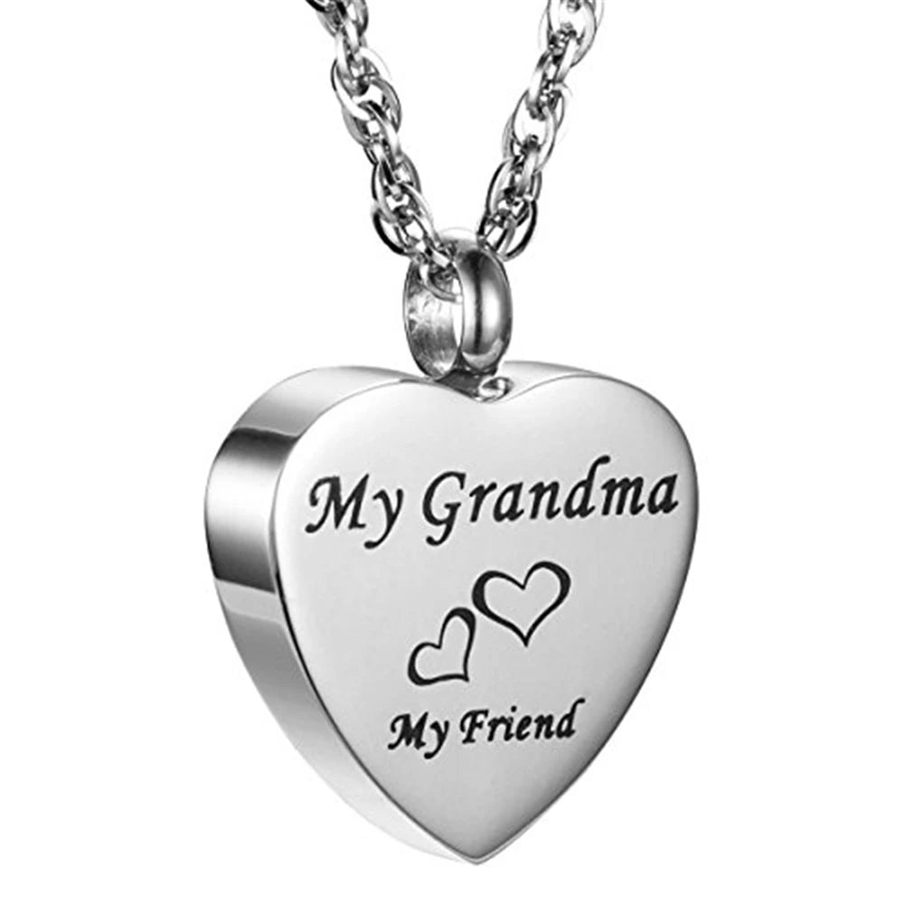Bigger Ash Chamber Christian Religious Heart Cremation Urn Stainless Steel Locket Memorial Keepsake Necklace Pendant for Grandma