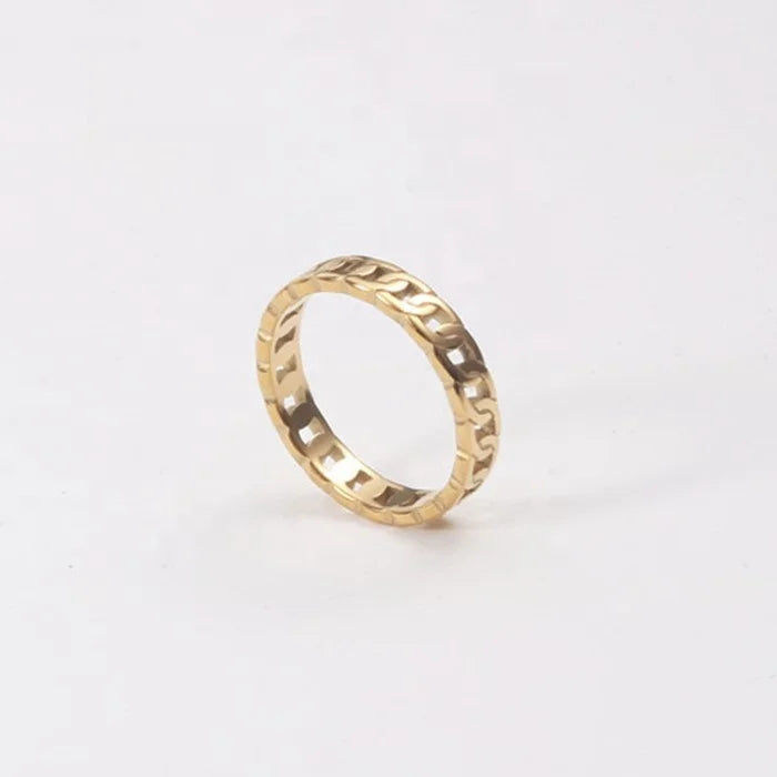 Hot Selling Simple Stainless Steel Chain Ring for Women
