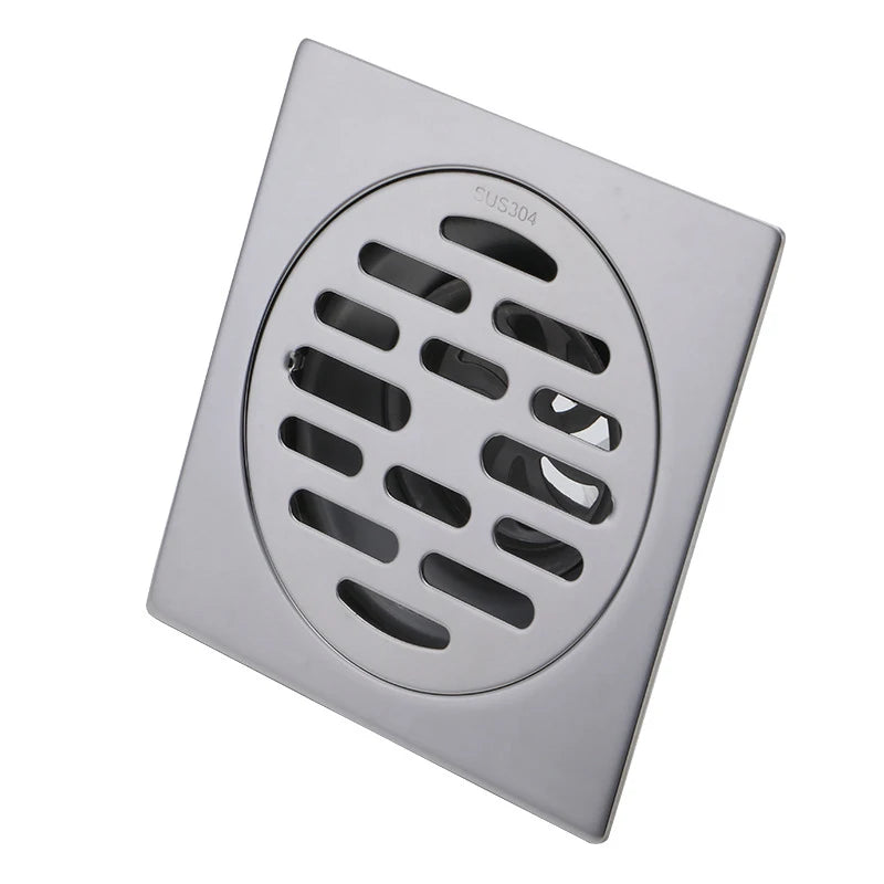 Bathroom Chrome Shower Drain Hair Strainer Floor Drain Stainless Steel Square Drain