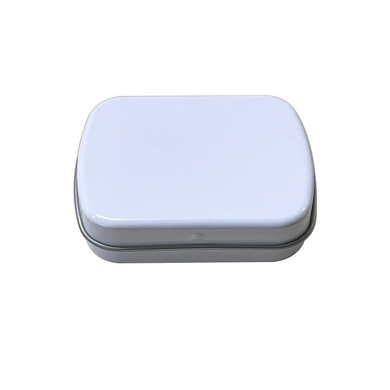 Mini Metal Tin Box with Hinge Lid Food Grade White Color for Packing Mints Candy Hair Pomade Gift Packaging Accept Custom logo