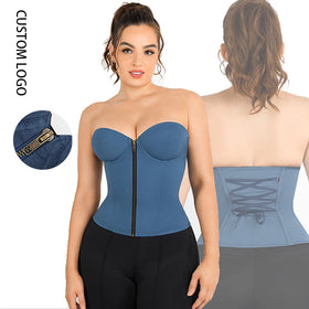 2023 New Design Tummy Control With Back With Drawstring Breast Lift up Zipper Waist Trainer Corset Top for Woman