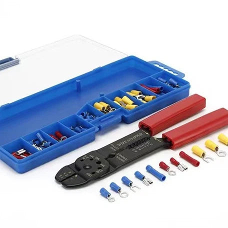 IT-150 Complete Crimping Tool Kit with U Y Type Insulated Terminals & Wire Stripper Pliers Set for Electrician