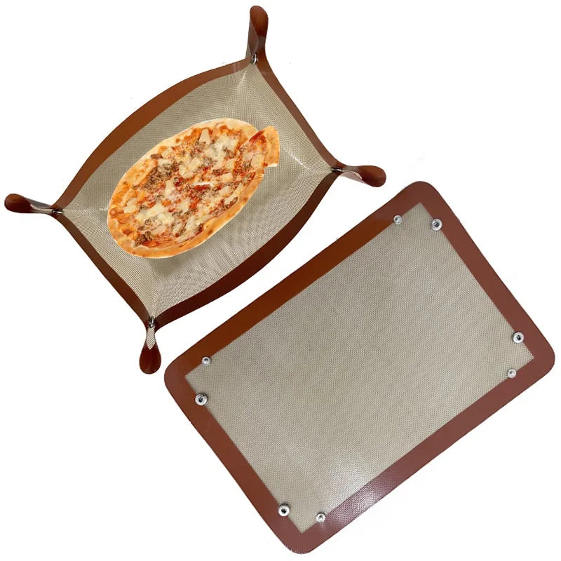Wholesale Food Grade Kitchen Leak-proof air Fryer Silicone Baking Mat with Button