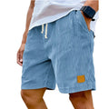 RNSHANGER Summer Solid Color Men's Casual Shorts Fashion Elastic Waist Drawstring Vintage Corduroy Stylish Casual Shorts