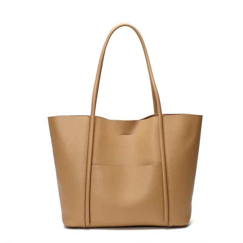 Women's Bag 2022 New Fashion Handbag Top Layer Cowhide High Capacity Mother's Hand Bag Genuine Leather Bucket Bag