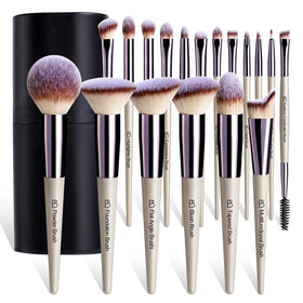 BS-MALL High Quality Face Makeup Brushes Tool 18PCS Champagne Gold Custom Logo OEM Wholesale Synthetic Vegan Cosmetic Brushes