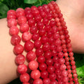 Fashion 6/8/10/12MM Round Dyed Rhodochrosite Red Jade Loose Stone Beads for DIY Necklace Bracelet MegaBDM