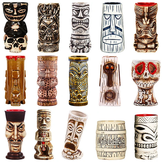 Wholesale Custom Cocktail Bar Ceramic Vasos Tiki Cup Mug Glasses Glassware Tiki Mug Kit