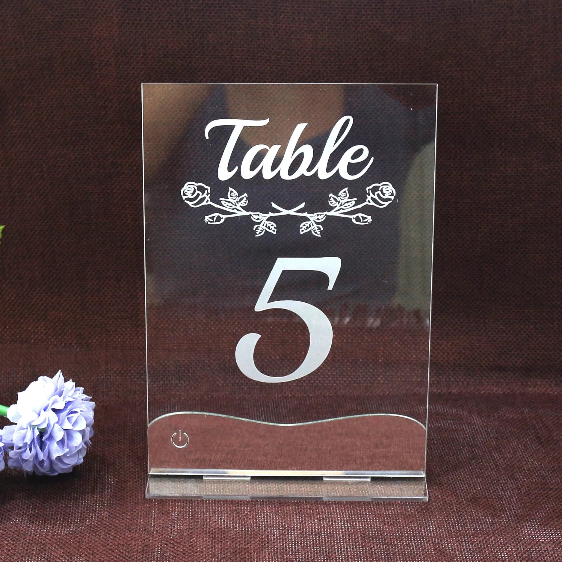 Romantic DIY LED Acrylic Wedding Table Decor Handmade Engraved Music Angel Style Numbers Cards with Clear Light Includes Base