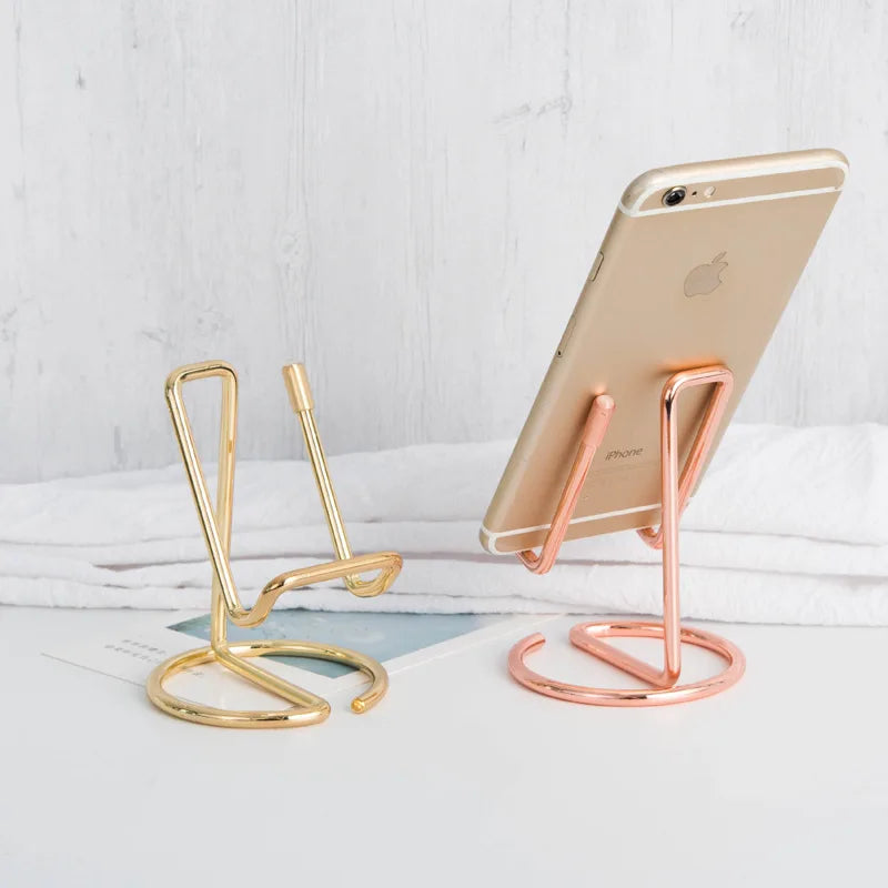 Cell Phone Stand Portable Phone Holder Iron Linear Metal Pad Stand Freestanding Phone Holder Desktop Reading Display Bracket