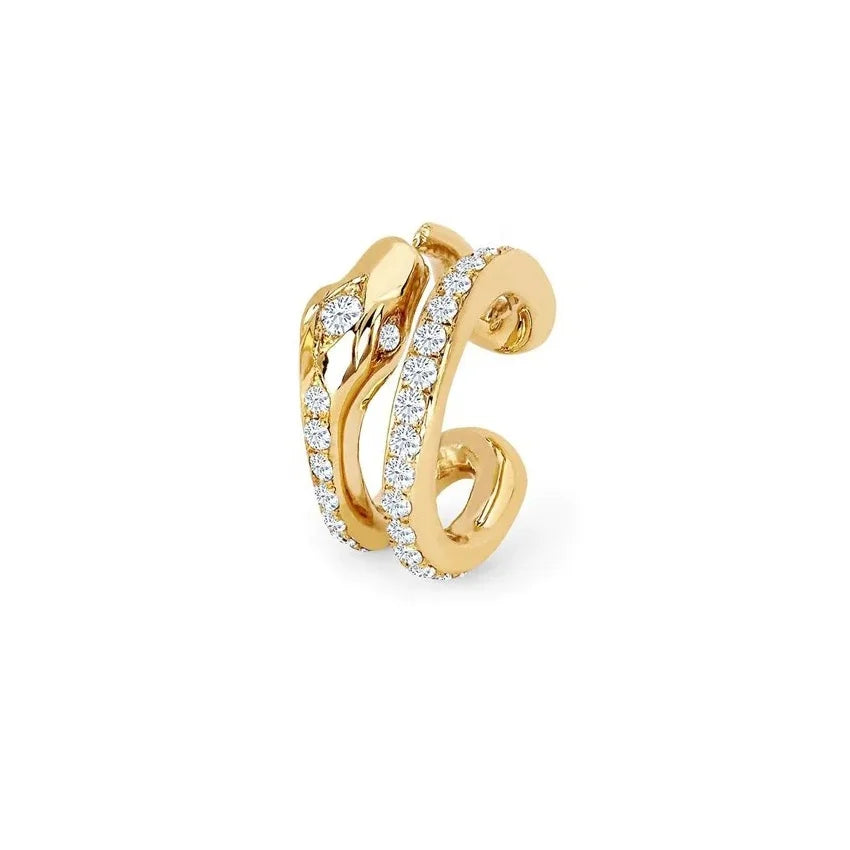 LOZRUNVE 925 Silver Brand Designer No Piercing Earring Fashion Emerald Stone Snake Ear Cuff