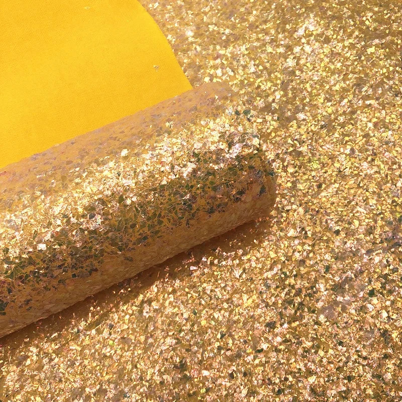 BY6168 Eco-Friendly Chunky Glitter Fabric Synthetic Leather for Sandals Shoes Bags Crafts Woven for Upholstery Decorative