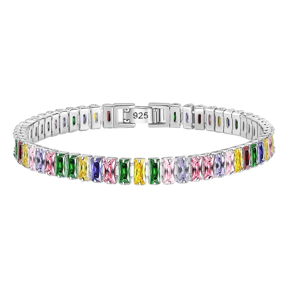 2025 Luxury Fashion Bracelet Women Full Diamond Adjustable Crystal Tennis Chain Colorful Zirconium Bracelet