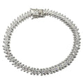Sterling Silver Rhodium Blue Marquise Cut Cubic Zirconia Tennis Bracelet