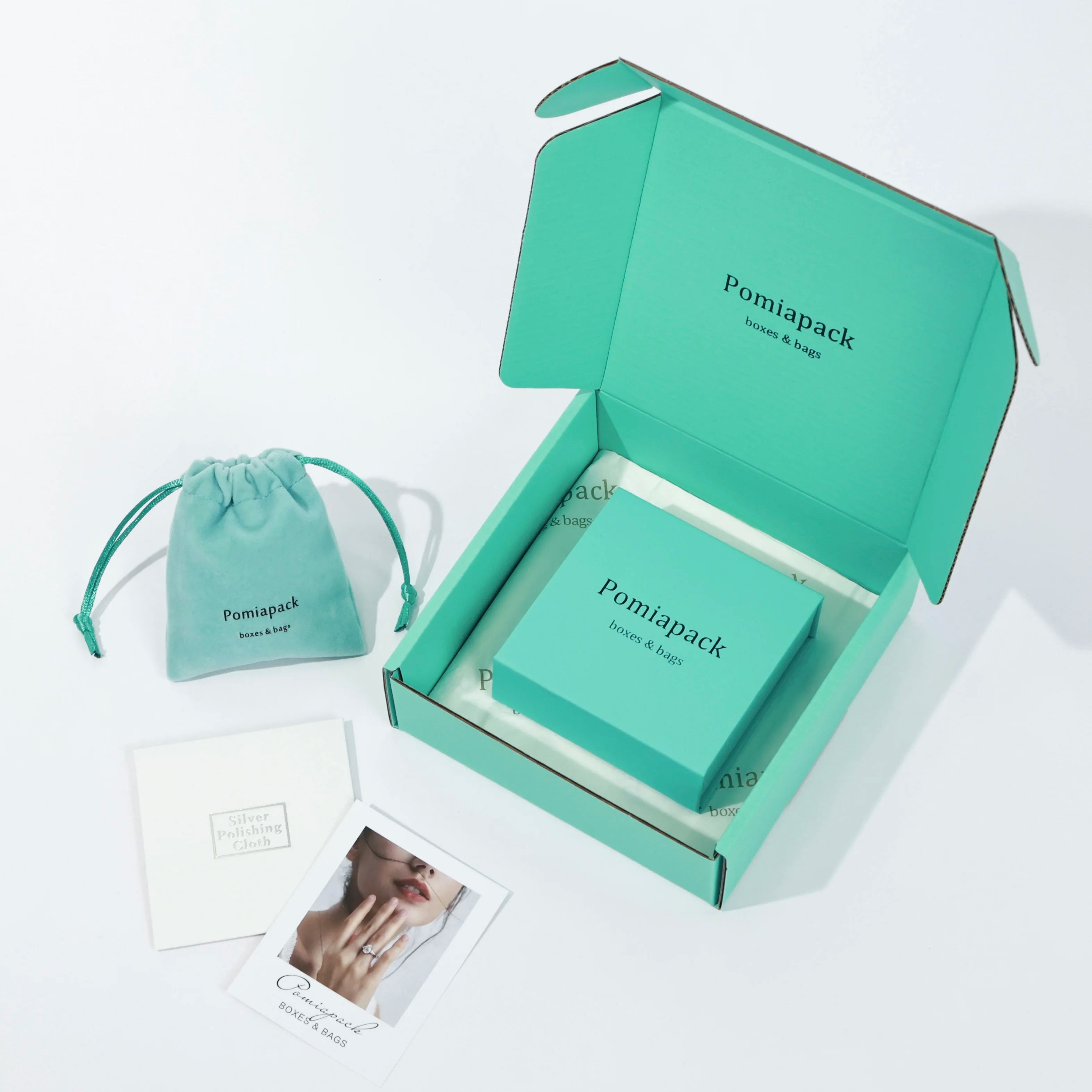 Newest Custom logo Corrugated Aqua Color Mailer Jewelry Jewellery Box Shipping Jewlery Jewlery Box Packaging