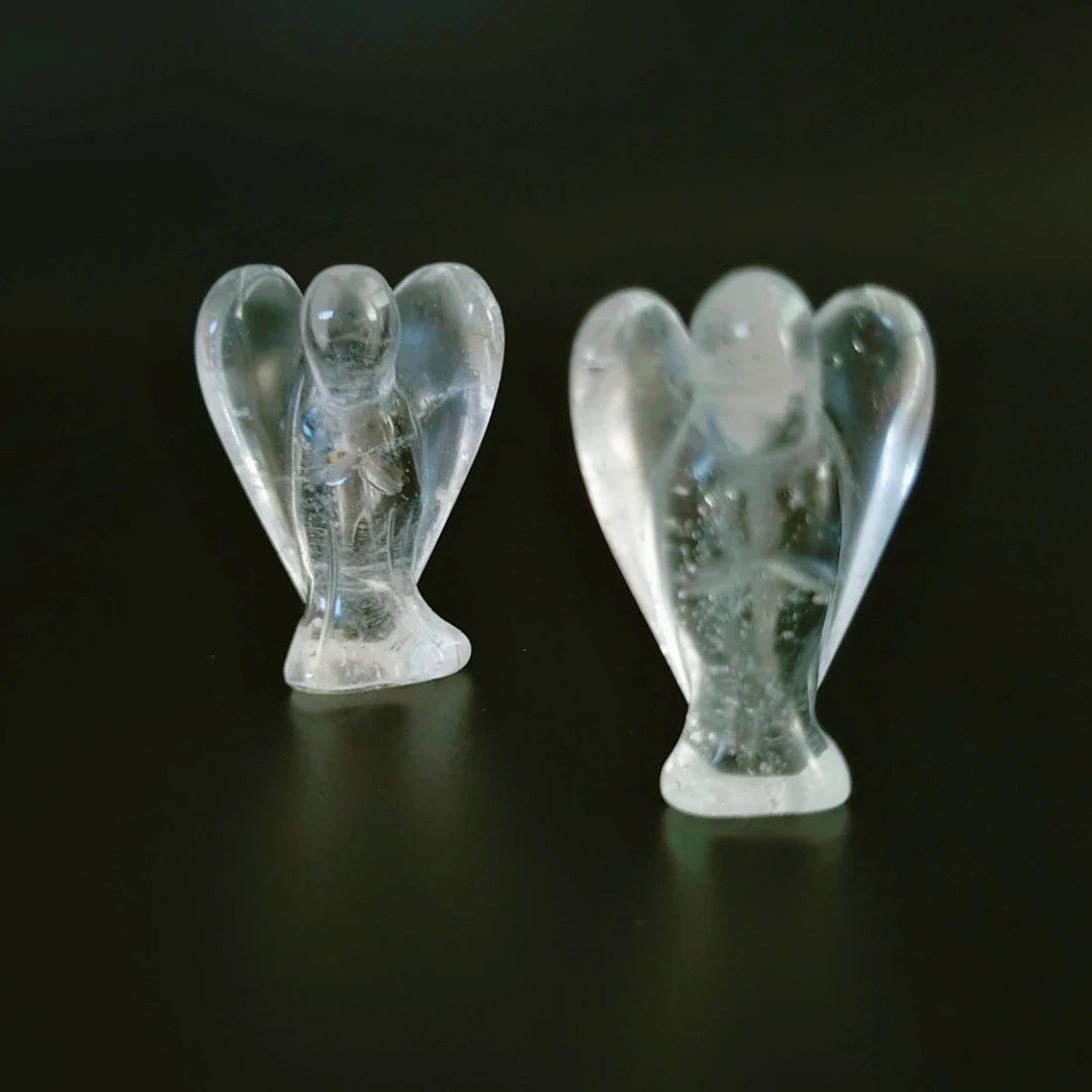 Huiying Natural Carving Crystal Clear Quartz 1.5 Inch Gemstone Animal Angel for Sale Crafts