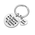 Custom Silver Color Stainless Steel Jewelry Wholesale Round Keychain with Heart Shape Pendant Gift for Sister