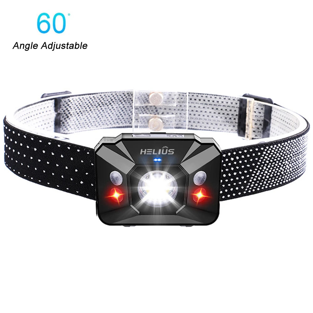 Helius Super Bright Waterproof Angle Adjustable Outdoor Tool Camping Hiking Fishing Moutaineer Rechargeable Led Headlamp MegaBDM