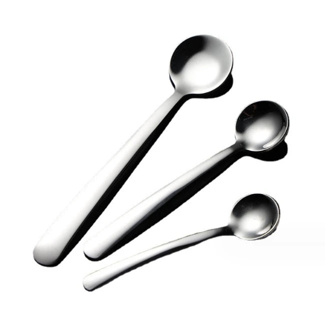 Modern Design Small round Scoop Silver Seasoning Spoon 304 Stainless Steel for Home Kitchen Spice Jars for Parties Measurements