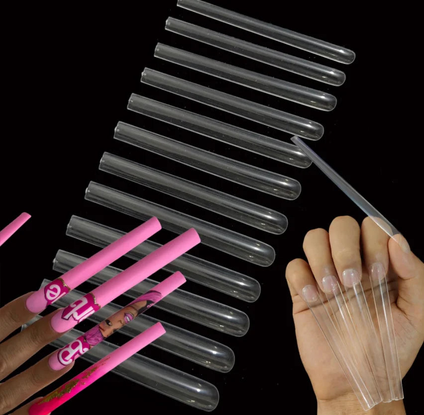 BIN 120pcs 5XL Long Nail Art Tips French False Design ABS Full Cover Clear Press on Nail Tips