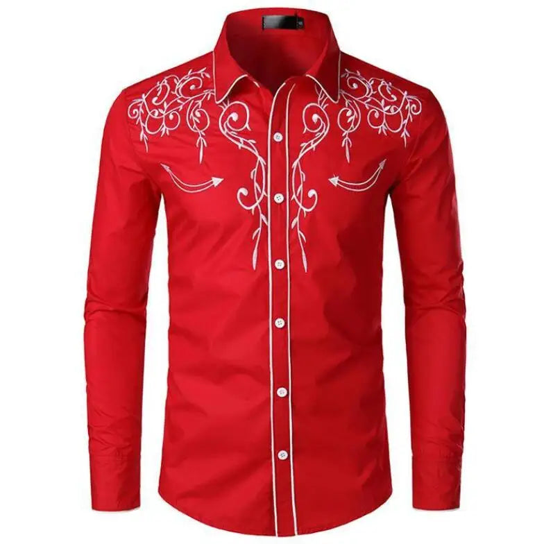 RNSHANGER Western Cowboy Men's Shirt Comfortable and Soft Men's Clothing Long Sleeve Shirt Daily Wear Shirt Button Design
