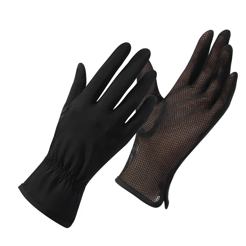 Customized Cool Fabric Summer Gloves Breathable Mesh Women Anti UV Gloves