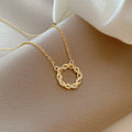 Titanium Steel Necklace Flower Zircon Hanging Clavicle Chain