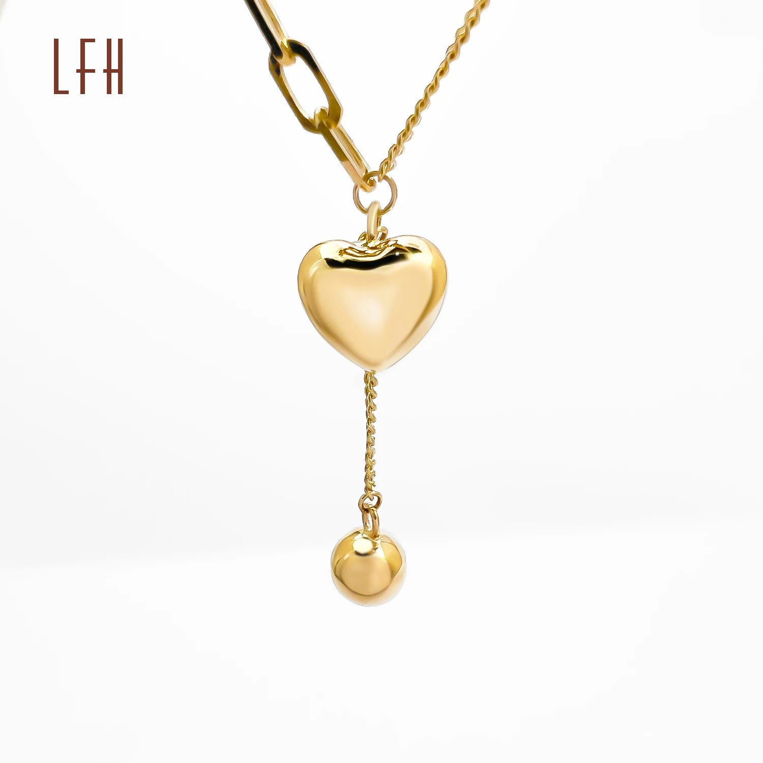 Dainty Custom 18k Real Gold Cross Heart Pendant Necklace Charm Chain Choker Necklace Big Heart Necklace Jewelry