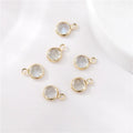 Jiexing New Trendy Jewelry Charms Brass 14K Gold Plated Small Round Zircon Pendant for Jewelry Making